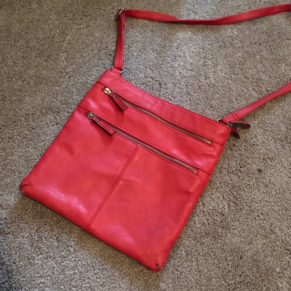 Coral cross body purse